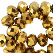 Faceted glass beads 8x6 mm rondelle Gold metallic